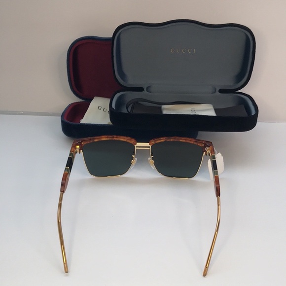 💯 - New Authentic Gucci Havana Plastic/Metal Square Sunglasses Unisex GG0603… - Picture 6 of 12